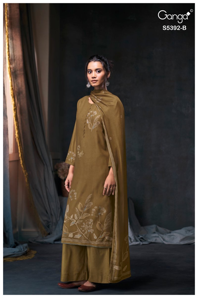 Jovela 5392 By Ganga Wool Pashmina Dress Materials